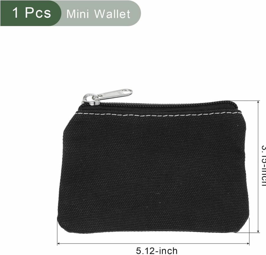 YOKIVE Yokive Zipper Coin Purse Pouch, Canvas Mini Pouch Wallet Coin Purse With Zipper, Small Portable, Great For Men Women (Black, 3 X 5-Inch) | Coin Purses & Pouches