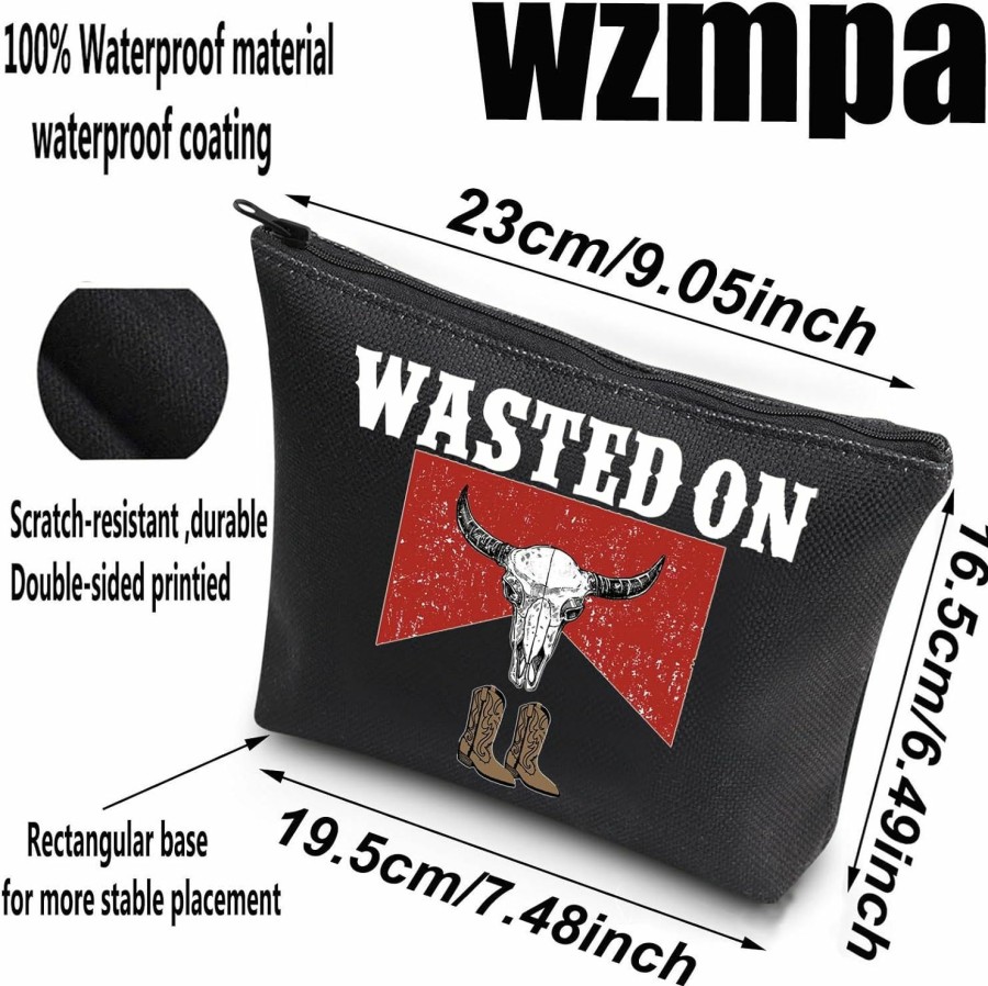 WZMPA Wzmpa Country Music Cosmetic Makeup Bag Music Lover Gift Country Lyric Zipper Pouch Bag For Women Girls (Wasted On) | Coin Purses & Pouches