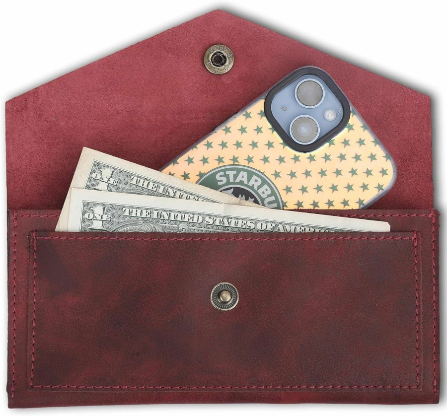 The Antiq The Antiq Leather Currency Pouch, Money Organiser, Coin Purse, Retro Clutch Wallet For Men & Women, Cash Wallet, Cash Envelope, Currency Pouch With Mobile Pocket | Coin Purses & Pouches