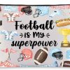 WZMPA Wzmpa Funny Football Cosmetic Bag Football Lover Gifts Football Is My Super Power Makeup Zipper Pouch Bag For Football Player (Football Power) | Coin Purses & Pouches