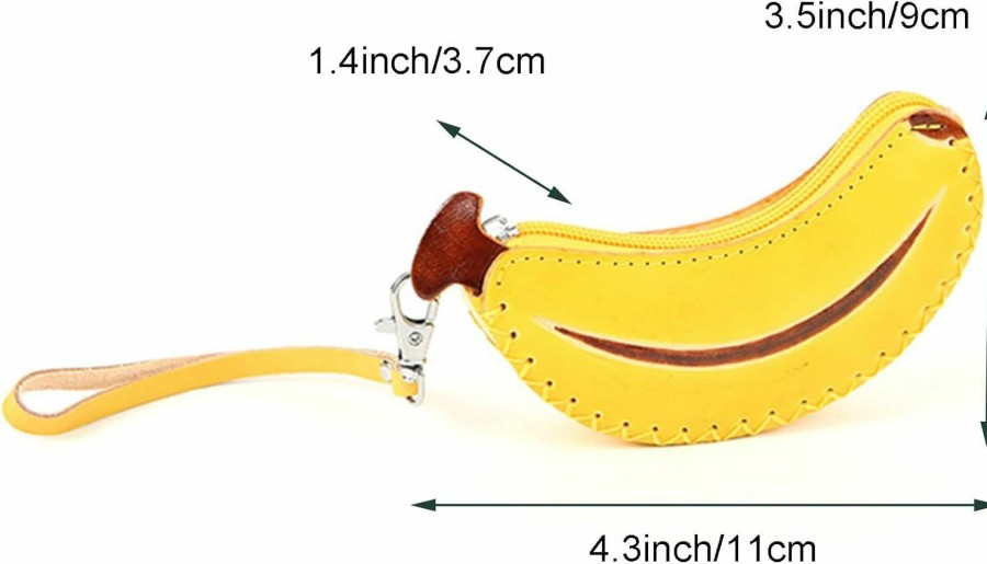 MUZZIOU Muzziou 3D Cartoon Banana Leather Coin Pouch, 1 Pcs Fruit Pattern Leather Wallet Handmade Coin Purse, Fruit Purse For Thanksgiving Christmas Birthday Gift | Coin Purses & Pouches