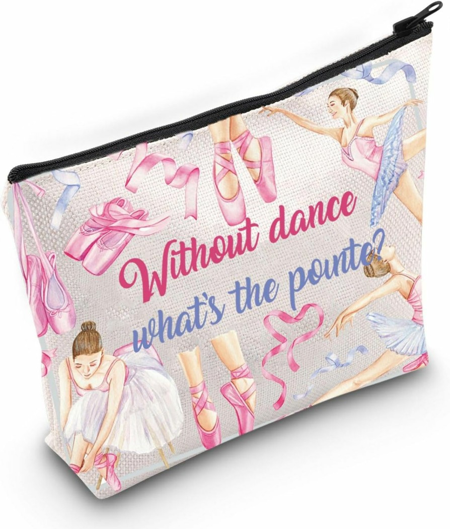 WZMPA Wzmpa Ballet Dancer Cosmetic Bag Ballerina Gift Without Ballet What'S The Pointe Makeup Zipper Pouch Bag For Dancing Teacher Student (Without Ballet) | Coin Purses & Pouches