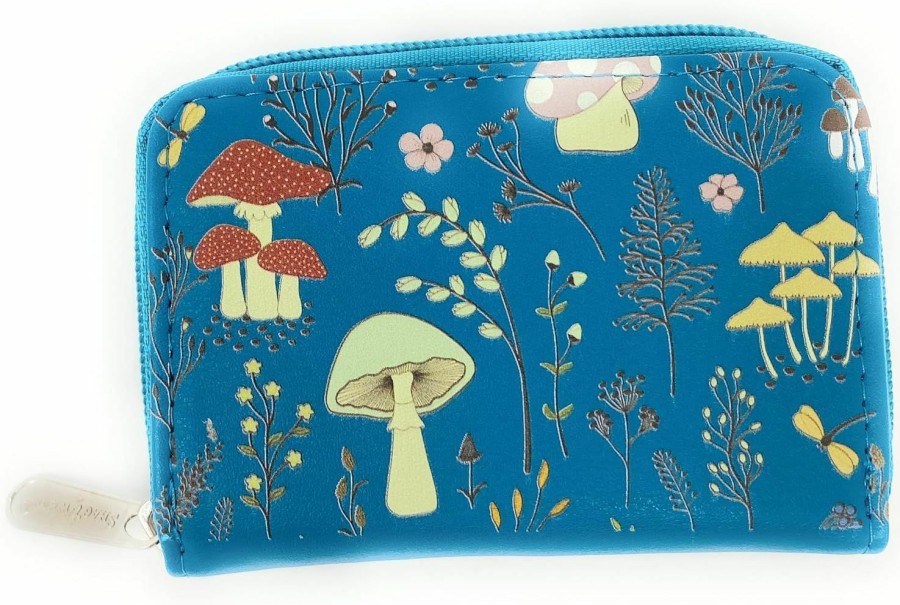 Shag Wear Shag Wear Mushroom Forest Small Coin Purse For Women Vegan Faux Leather Teal | Coin Purses & Pouches