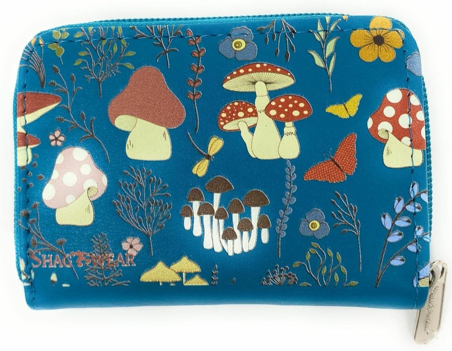 Shag Wear Shag Wear Mushroom Forest Small Coin Purse For Women Vegan Faux Leather Teal | Coin Purses & Pouches