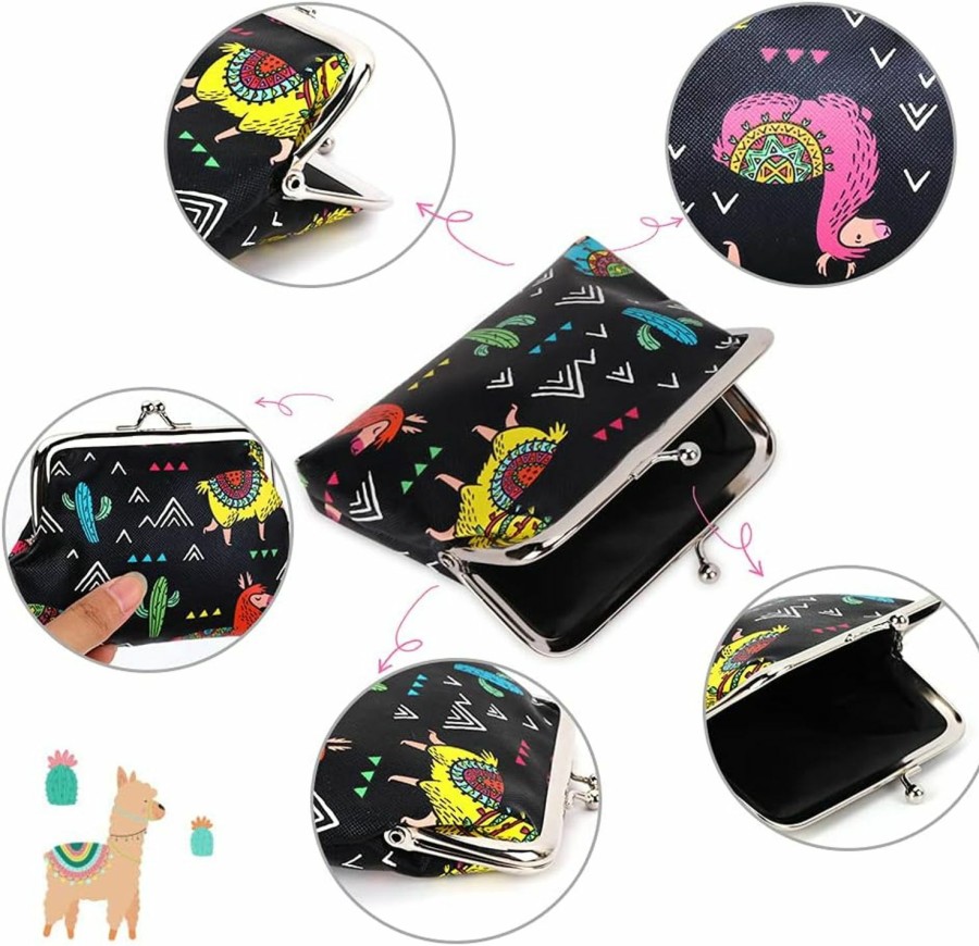 Oyachic Oyachic 4Pcs Alpaca Coin Purse Canvas Change Purse Kiss Lock Clasp Clutch Animal Wallet Bag Vintage Trinkets Pouch Women Key Holder | Coin Purses & Pouches