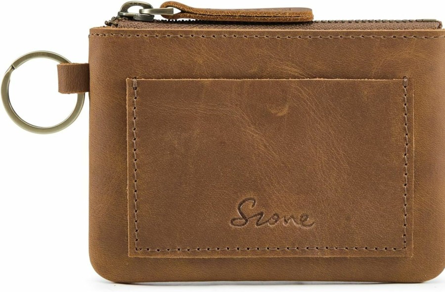 S-ZONE S-Zone Genuine Leather Coin Purse For Women Men, Zipper Pouch Pocket Wallet For Change, Cards With Keychain | Coin Purses & Pouches