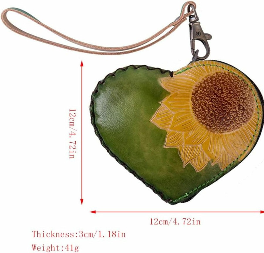 Yzikema Yzikema 1 Pcs Leather Zipper Coin Purse Heart Shaped Wallet, Wrist Bag,Hand Bag,Coin Organizer, Change Holder,Card Case, Mini Leather Zipper Storage Bag For Women | Coin Purses & Pouches