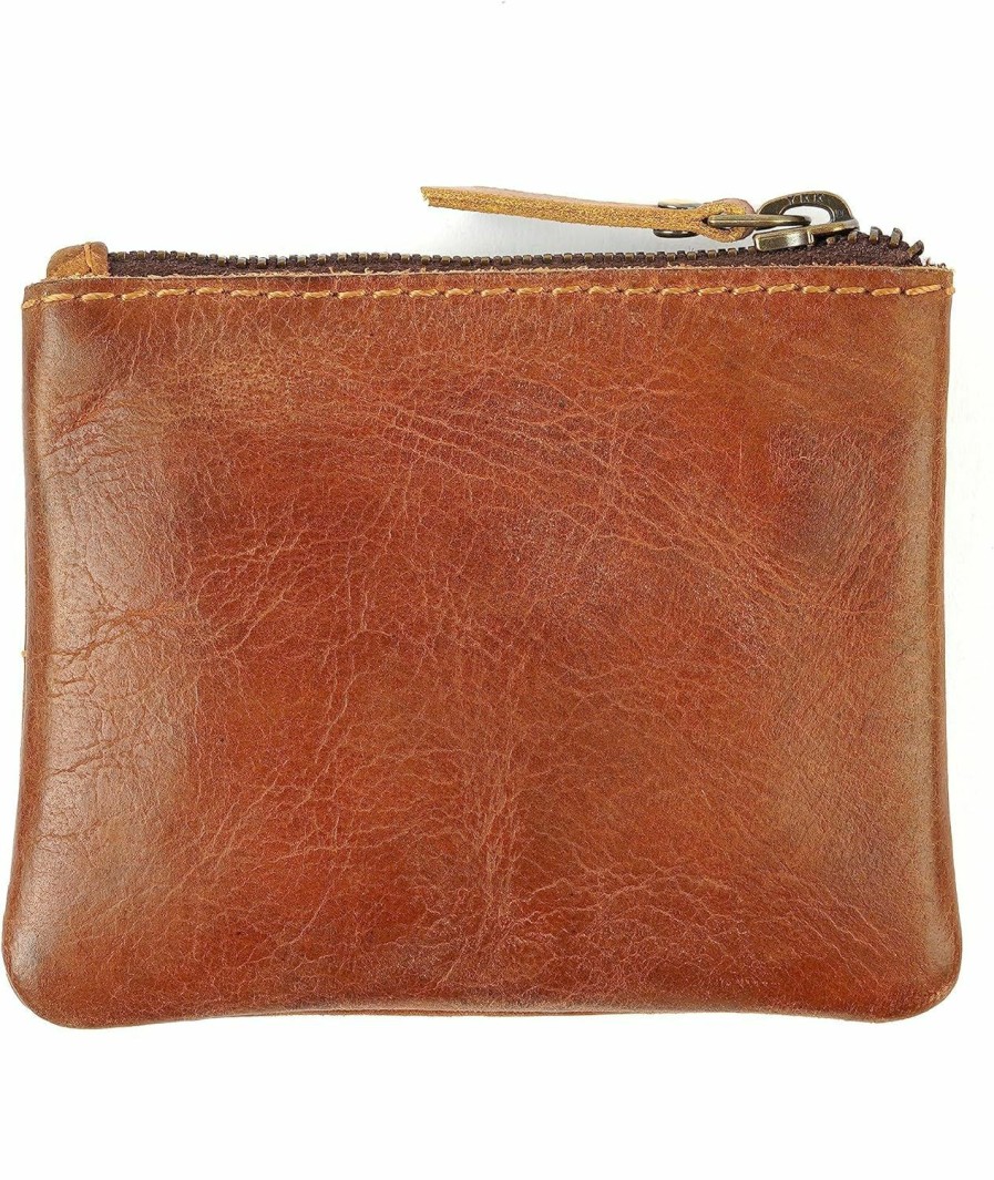 The Antiq The Antiq Leather Coin Pouch, Zipper Money Pouch, Card Case, Money Organiser, Card Holder, Zipper Card Case, Leather Coin Purse, Slim Card Case, Coin Pouch With Zipper Closure For Men & Women (Tan) | Coin Purses & Pouches