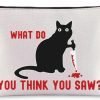 WZMPA Wzmpa Murderous Cat With Knife Cosmetic Bag Murderous Cat Fans Gift What Do You Think You Saw Cat Makeup Bag Murderous Cat Merchandise (Think Saw Tote) | Coin Purses & Pouches