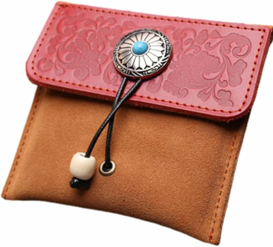 BRTOO Brtoo Leather Medieval Change Coin Pouch Purse Holder Vintage Drawstring Zipper Women'S Wallet Mini Small Leather Cash Card Jewelry Pouch Wallets Bag For Women & Men (Red) | Coin Purses & Pouches