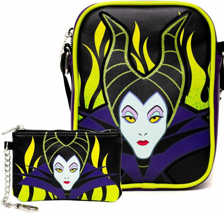 Buckle-Down Disney Bag And Wallet Combo, Sleeping Beauty Maleficent Pose Close Up, Vegan Leather | Coin Purses & Pouches