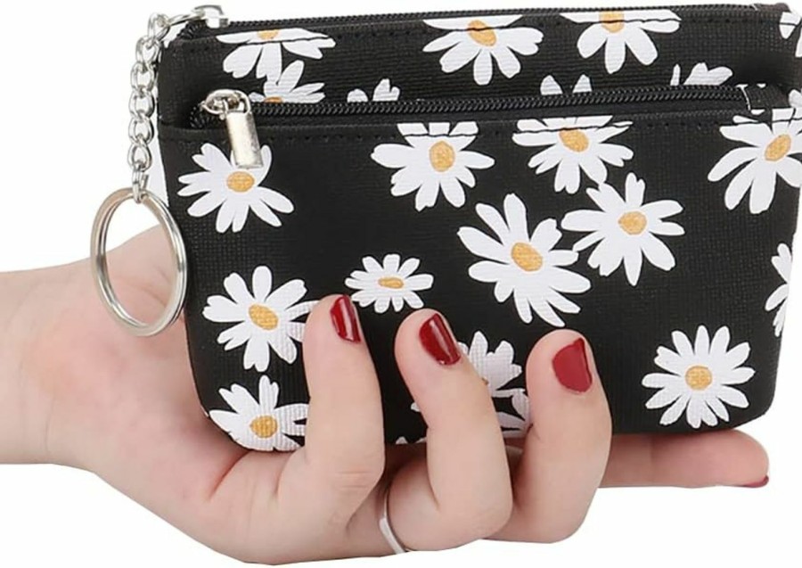 UUYYEO Uuyyeo Daisy Coin Purse Bag Small Change Pouch Mini Id Card Case Wallet Credit Card Holder With Key Ring For Women Girls | Coin Purses & Pouches