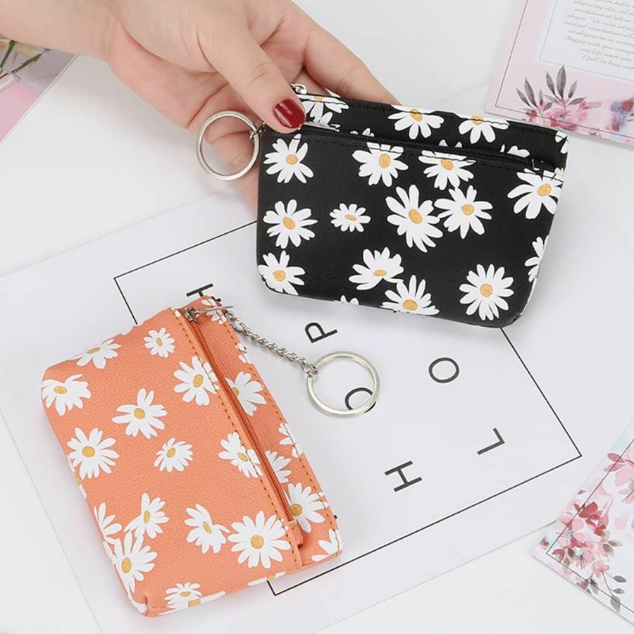 UUYYEO Uuyyeo Daisy Coin Purse Bag Small Change Pouch Mini Id Card Case Wallet Credit Card Holder With Key Ring For Women Girls | Coin Purses & Pouches