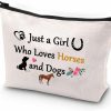 JYTAPP Jytapp Dogs And Horses Gift Horse Makeup Bags For Women Teen S Just A Who Loves Horses And Dogs Gifts Farmer Horseshoe Gifts Horses Lover Gifts Horses Bag Cosmetic Zipper Pouch | Coin Purses & Pouches