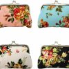 Honbay Honbay 4Pcs Canvas Floral Rose Flower Coin Purse Kiss Lock Change Purse Vintage Trinkets Pouch Small Women Wallet Clutch Purse | Coin Purses & Pouches