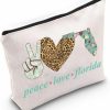 WZMPA Wzmpa Florida Girl Cosmetic Makeup Bag Florida Vacation Gifts Peace Love Florida Zipper Pouch Bag For Women Girls | Coin Purses & Pouches