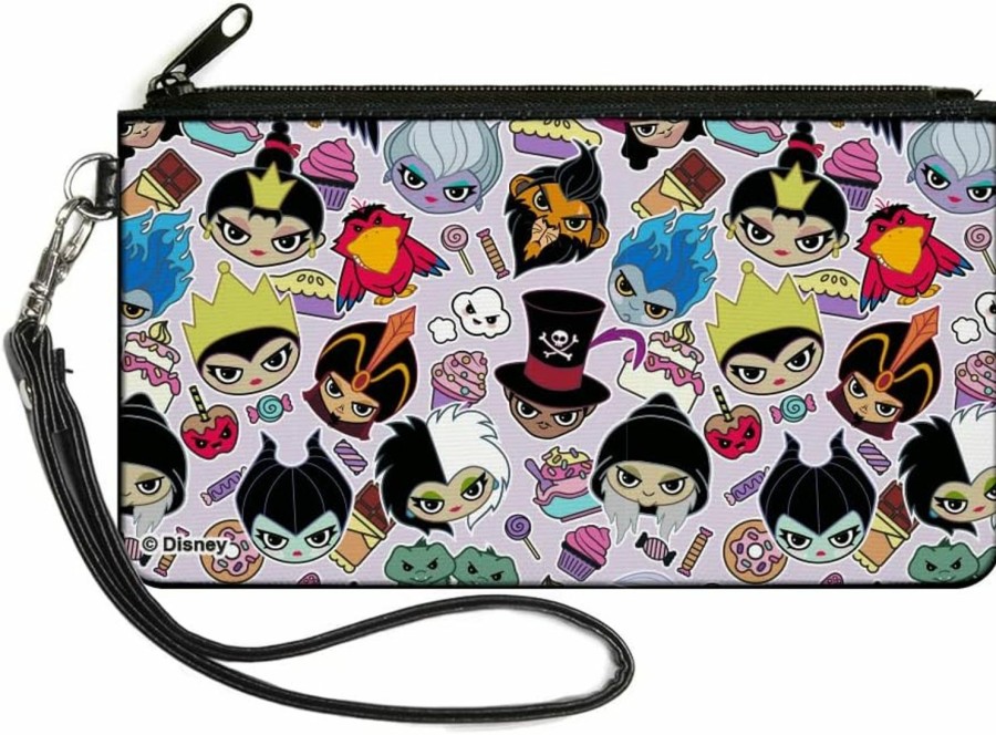 Buckle-Down Disney Wallet, Coin Purse, Disney Sweet Chibi Villain Faces And Icons Collage Lavender, Canvas | Coin Purses & Pouches