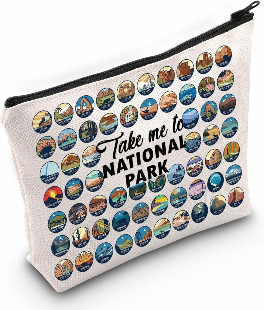 WZMPA Wzmpa Us National Parks Travel Cosmetic Bag National Park Trip Gift Take Me To National Park Zipper Pouch Bag National Park Merchandise (Take National Park) | Coin Purses & Pouches