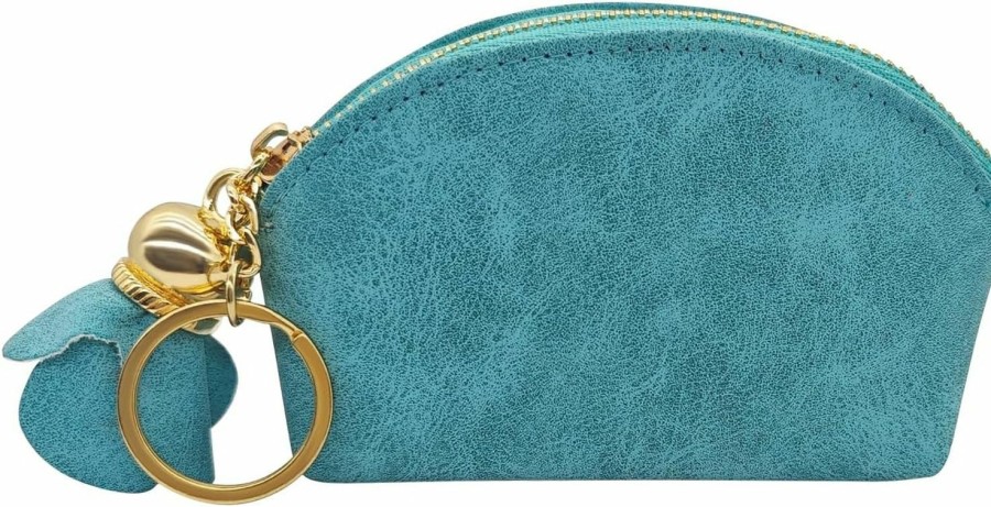 WisePoint Wisepoint Coin Purse Wallet, Pu Change Purse Coin Pouch With Zipper And Keyring, Frosted Change Holder Small Purses For Women And Girls, Change Wallet For Dating, Commuting, Travel (Aqua) | Coin Purses & Pouches