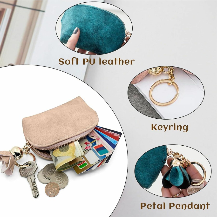 WisePoint Wisepoint Coin Purse Wallet, Pu Change Purse Coin Pouch With Zipper And Keyring, Frosted Change Holder Small Purses For Women And Girls, Change Wallet For Dating, Commuting, Travel (Aqua) | Coin Purses & Pouches